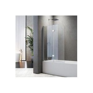 Duschwand für Badewanne 100x140 cm Badewannenfaltwand 2-teilig Faltbar 6mm esg Glas Nano Beschichtung Duschtrennwand