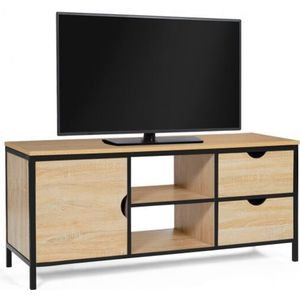Idmarket - TV-Möbel 113 cm detroit 2 Schubladen mit Schrank Industriedesign