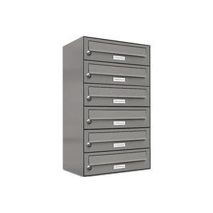 6er Premium Briefkasten Aluminiumgrau ral Farbe 9007 für Außen Wand Postkasten 1x6