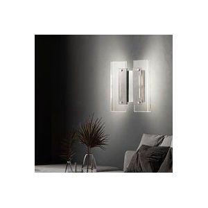 Wandleuchte Innen Wandlampe silber chrom Wohnzimmerleuchte led, Metall silber klar, 4x led 3W 4x 300Lm 3000K, BxH 19,5x24 cm