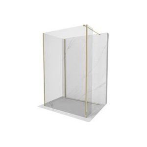 Kioto Duschwand Walk-in 125 x 80 x 30 cm, transparent, gold - 800-125-080-221-50-00-030 - Mexen