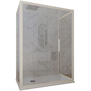 3-seitige Duschkabine 80x100x80 Klarglas Champagne Deco Trio