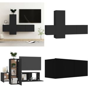 Vidaxl - 3-tlg. TV-Schrank-Set Schwarz Holzwerkstoff - tv Schrank - Regal - Wohnwand - Wandregal - Möbel - Home & Living