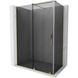 Velar Duschkabine Schiebetür 150 x 80 cm, Graphit, Gold - 871-150-080-41-50 - Mexen