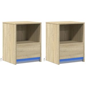 Nachttische mit LED-Leuchten 2 Stk. Sonoma Eiche Holzwerkstoff Vidaxl
