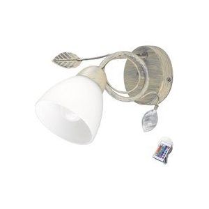 Landhaus Stil Wand Leuchte grau antik Blätter Fernbedienung im Set inklusive rgb led Leuchtmittel