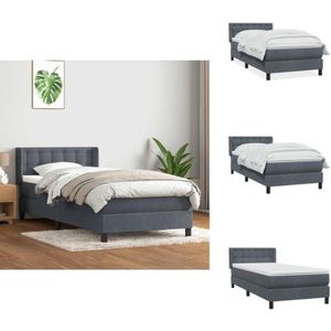 Vidaxl - Boxspringbett mit Matratze Dunkelgrau 90x220 cm Samt - Boxspringbett - Boxspringbetten - Bett - Schlafzimmerbett