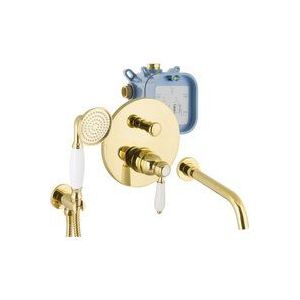 Paulgurkes - Armaturen Gold Set für Badewannen Unterputz Wanneneinlauf Nostalgie