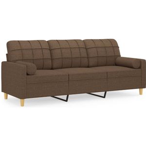 Vidaxl - 3-Sitzer-Sofa mit Zierkissen Braun 180 cm Stoff
