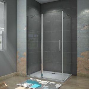 Duschparadies-de - 120X70X195cm Drehtür Falttür Schwenktür Eckeinstieg Dusche Duschabtrennung Duschkabine Duschtür 6mm Nano-glas mit Seitenwand