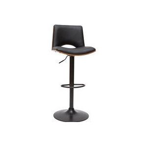 Miliboo - Design-Barhocker höhenverstellbar schwarz und dunkles Holz panach