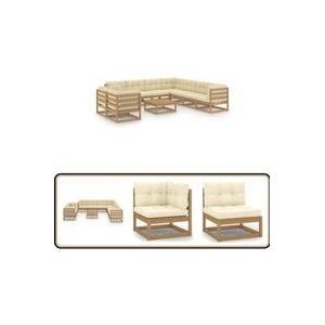 Vidaxl - 10-tlg. Garten-Lounge-Set mit Kissen Honigbraun Massivholz - Gartenmöbel Set - Lounge Möbel - Outdoor Möbel - Rattan Gartenmöbel