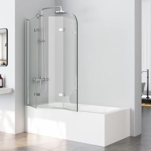 Duschwand für Badewanne 140x140 cm Duschtrennwand 3-teilig Faltbar Duschwand Badewannenaufsatz Duschabtrennung Badewanne mit 5mm ESG Sicherheitsglas