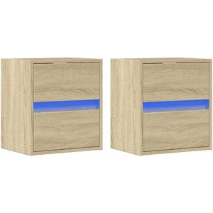 Vidaxl - TV-Wandschränke mit LED-Beleuchtung 2 Stk. Sonoma 41x31x45 cm