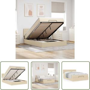 VidaXL Ottoman-Bett mit Matratze Creme 140x190 cm Stoff