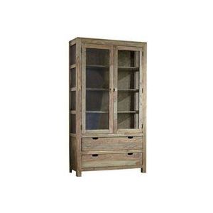 Vitrine Sheesham 110x45x200 grau geölt nature grey 65