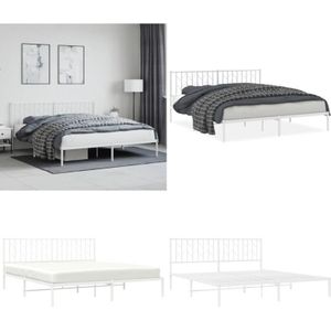Vidaxl - Bettgestell mit Kopfteil Metall Weiß 183x213 cm - Metallbettgestell - Doppelbett - Weißes Bettgestell - Boxspringbetten - Stahlrahmen - Home