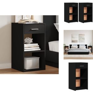 Vidaxl - Nachttische 2 Stk. Schwarz 35x34x65 cm Holzwerkstoff - Nachttisch - Holzwerkstoff - Schwarz - Sideboard - Kommode