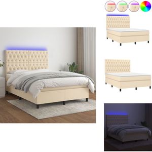 Vidaxl - Boxspringbett mit Matratze & led Creme 140x200 cm Stoff - Boxspringbett - Doppelbett - Lattenrost - Bettsofa - Cremefarbenes Bett