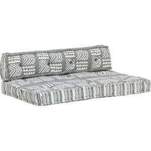 Palettensofa-Auflage Grau Stoff Patchwork