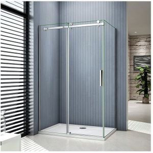 Aica Sanitaire - Duschabtrennung 8mm nano esg Schiebetür Nischentür mit Seitenwand 140x70x195cm Echtglas Duschtür Duschkabine Dusche Glastür