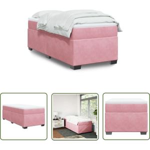 Boxspringbett mit Matratze Rosa 90x200 cm Samt - Samtbett - Boxspringbett - Doppelbett - Rosa Bett - Kinderzimmer Möbel - The Living Store