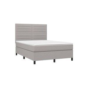 Jinlefu - Boxspringbett mit Matratze & led Hellgrau 140x200 cm Stoff vidaXL