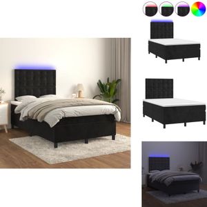 Vidaxl - Boxspringbett mit Matratze & led Schwarz 120x200 cm Samt - Boxspringbett - Doppelbett - Samtbett - Luxusbett - Schlafzimmer Dekoration
