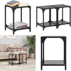 Vidaxl - Couchtische mit Glasplatte 2 Stk. Schwarz 30x30x40 cm Stahl - Couchtisch - Wohnzimmertisch - Glastisch - Esszimmertisch - Sidetable - Home &
