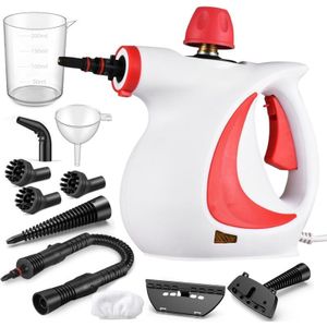 Ej.life - 1050 w Handdampfreiniger, tragbarer Mehrzweck-Druckdampfer mit 9 Aufsätzen zum Entfernen von Flecken auf Böden, Vorhängen, Autositzen,