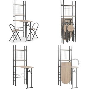 Vidaxl - 3-tlg. Klappbare Essgruppe mit Ablagefach mdf und Stahl - Klapptische - Esstisch - Essgruppe - Wohnzimmermöbel - Gartenmöbel - Home & Living