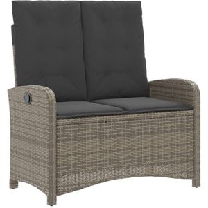 Vidaxl - Gartenbank Verstellbar mit Kissen Grau Poly Rattan