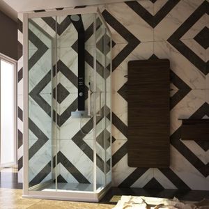 Idralite - 3-seitige Duschkabine in pvc weisses Profil h 200 mod. Lite 80x75x80 cm Klarglas
