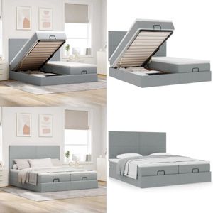 Vidaxl - Ottoman-Bett mit Matratzen Hellgrau 180x200 cm Stoff