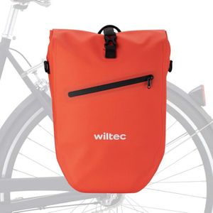 Wiltec - Gepäckträgertasche rot, Fahrradtasche Gepäckträger 28 l Stauraum, Gepäcktasche mit Tragegurt, wasserresistente Fahrrad Tasche mit Reflektoren