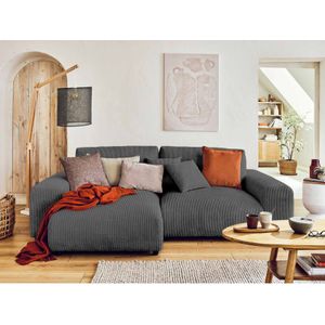 Lisa Design - Garance – ecksofa beidseitig montierbar - 4-sitzer – aus cord - dunkelgrau