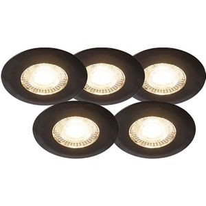 Set mit 5 Einbaustrahlern schwarz 3-Stufen-Dimmbar IP44 - Ulo