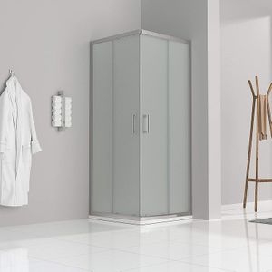 Iflair - Satinierte Duschkabine mit Schiebetüren Eckdusche mit Rollensystem aus esg Glas 190cm Hoch DK77 80x100 cm mit Duschwanne