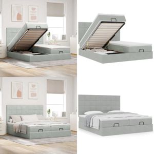 vidaXL Ottoman-Bett mit Matratzen Hellgrau 200x200 cm Samt