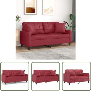 The Living Store - 2-Sitzer-Sofa mit Zierkissen Weinrot 140 cm Kunstleder - 2-Sitzer-Sofa - Weinrot - Kunstleder Sofa - Wohnzimmersofa - Lounge Sofa