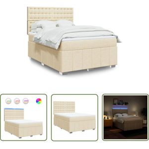 VidaXL Boxspringbett mit Matratze Creme 140x200 cm Stoff