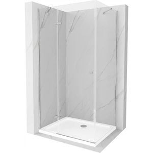 Mexen Roma kippbare Duschabtrennung 100 x 80 cm, Transparent, Chrom + Duschwanne Flat - 854-100-080-