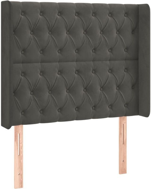 Kopfteil mit Ohren Dunkelgrau 93x16x118/128 cm Samt Vidaxl