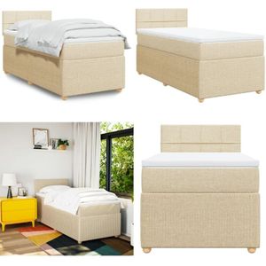Vidaxl - Boxspringbett mit Matratze Creme 90x200 cm Stoff