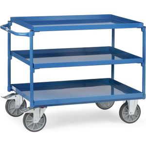 Fetra - Tischwagen mit Stahlblechwannen 3 Etagen 850x500mm Ladefläche