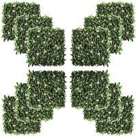 Outsunny - 12 Stück künstliches Pflanzenwand Hecke 50x50 cm UV-Schutz Sichtschutz Rhododendronblätter Design Heckenpflanze für Garten Outdoor Dekor