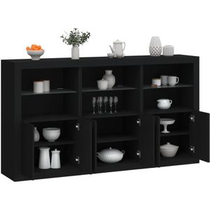 Vidaxl - Sideboard mit LED-Leuchten Schwarz 181,5x37x100 cm