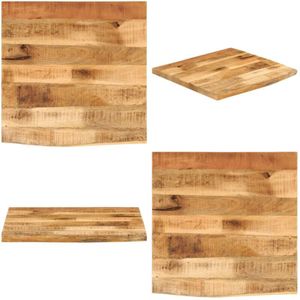 Tischplatte 40x40x3,8 cm Baumkante Massivholz Raues Mangoholz - Holztischplatte - Mangoholztischplatte - Tischplatte Massiv - Esszimmertischplatte