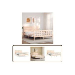 Massivholzbett mit Kopfteil - Holzbett - Kiefernholzbett - Massives Holzbett - Boxspringbetten - Lattenrost