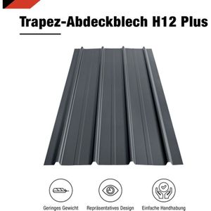 SMART Cover Set H12 Plus, 12 x Trapez-Abdeckblech 125 x 45 cm 6,75 m² Stärke 0,3 mm inkl. Schrauben Grau